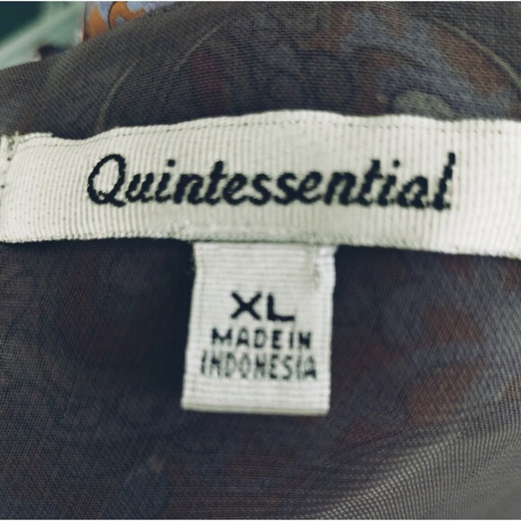 Chiffon Top Size XL Blue Green Paisley Lined Ruffled Sleeve Boho Milkmaid Flowy - Picture 11 of 12